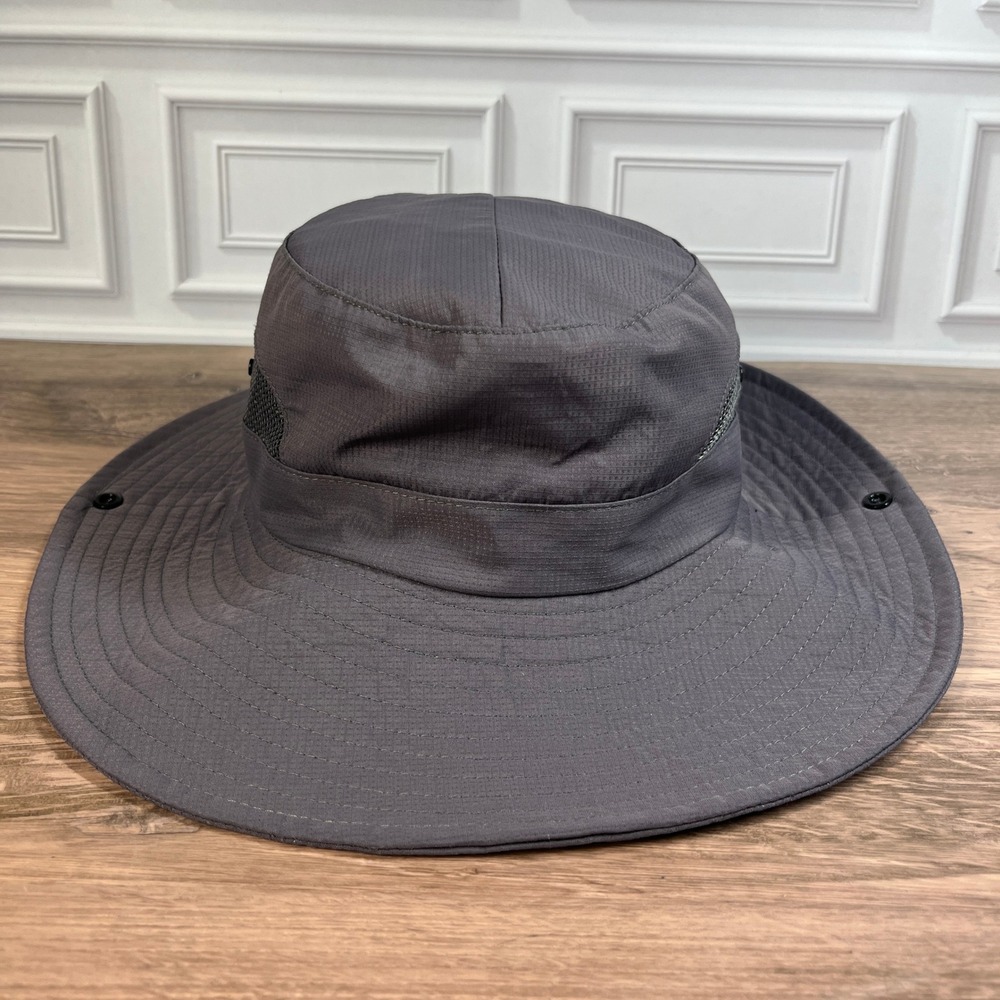 SunShade UV Blocking Bucket Hat Gray Wide Brim Mesh Vent Ripstop Outdoor